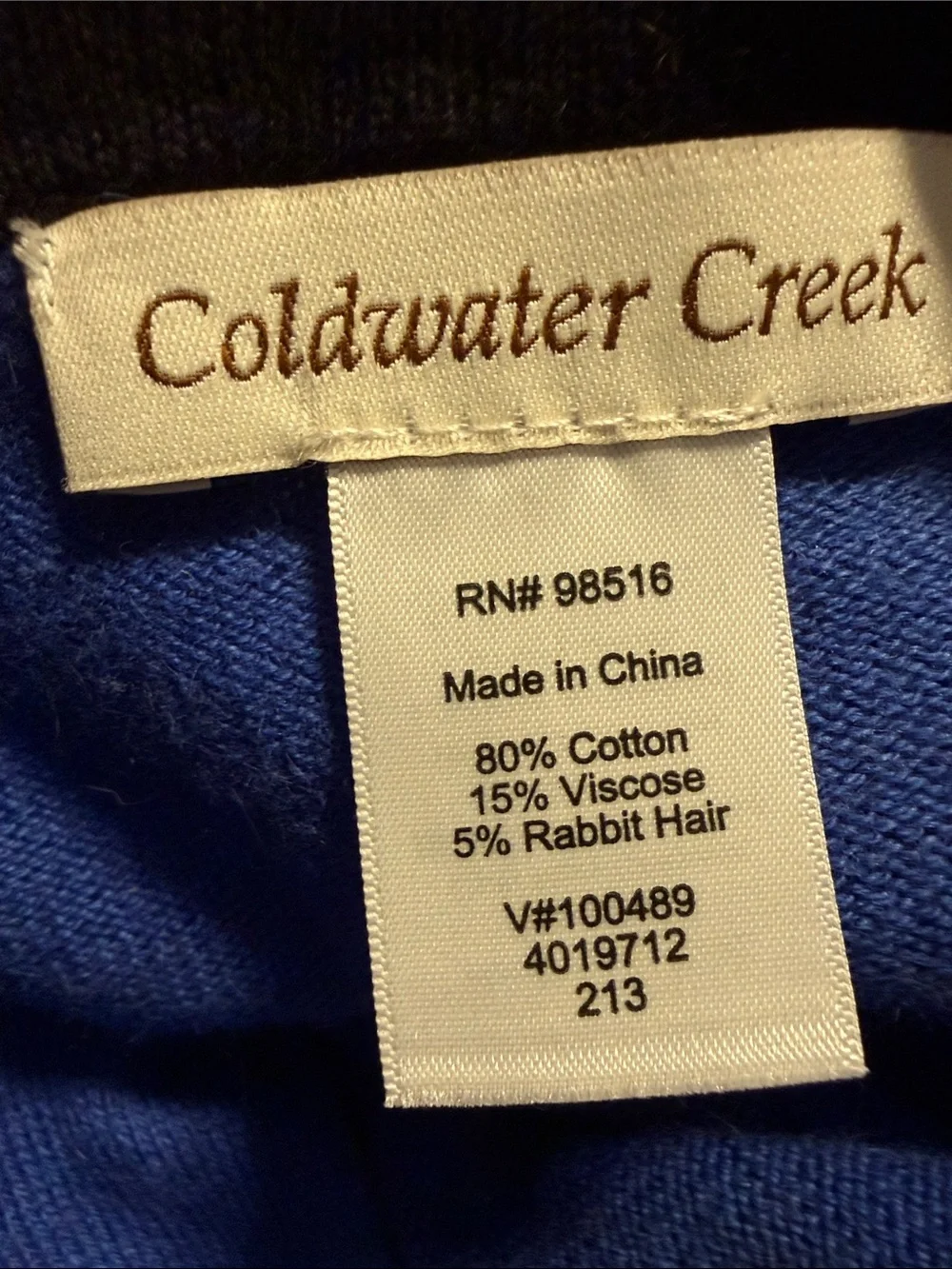 Coldwater Creek geometric blue black cotton rabbit hair blend wrap with - OS
